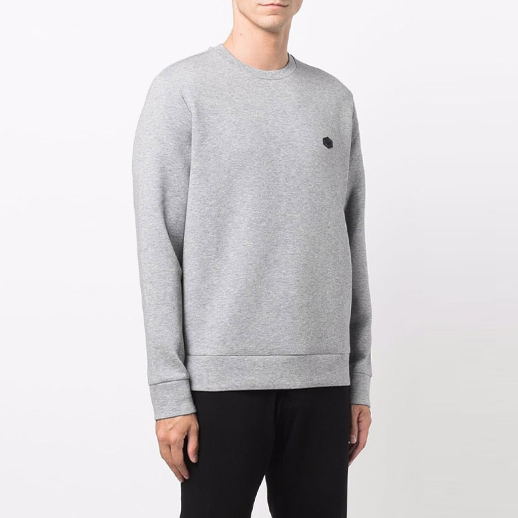 Shop 安普里奥·阿玛尼标志补丁灰色圆领卫衣 8N1MD1-1JHSZ-0630