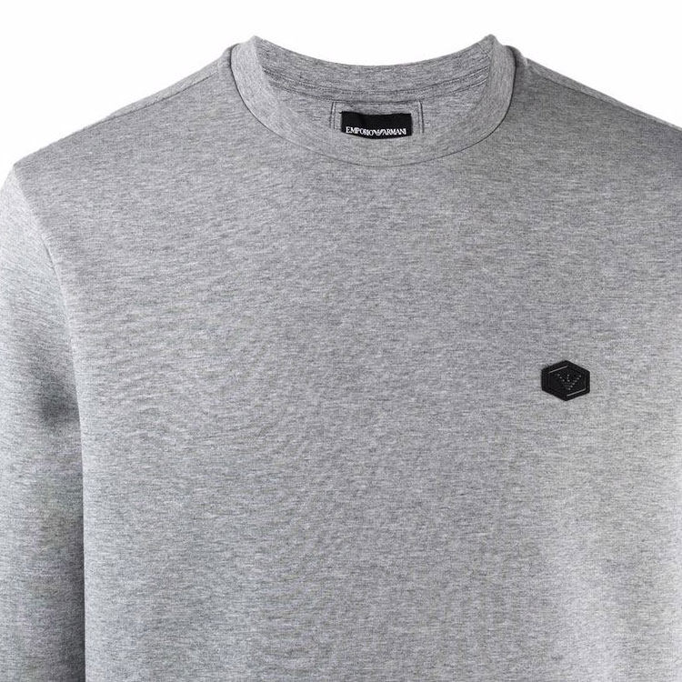 Details for 安普里奥·阿玛尼标志补丁灰色圆领卫衣 8N1MD1-1JHSZ-0630