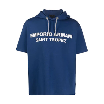 Emporio Armani Logo Patch Short Sleeve Hoodie Blue () 6K1M63-1JHSZ-0938