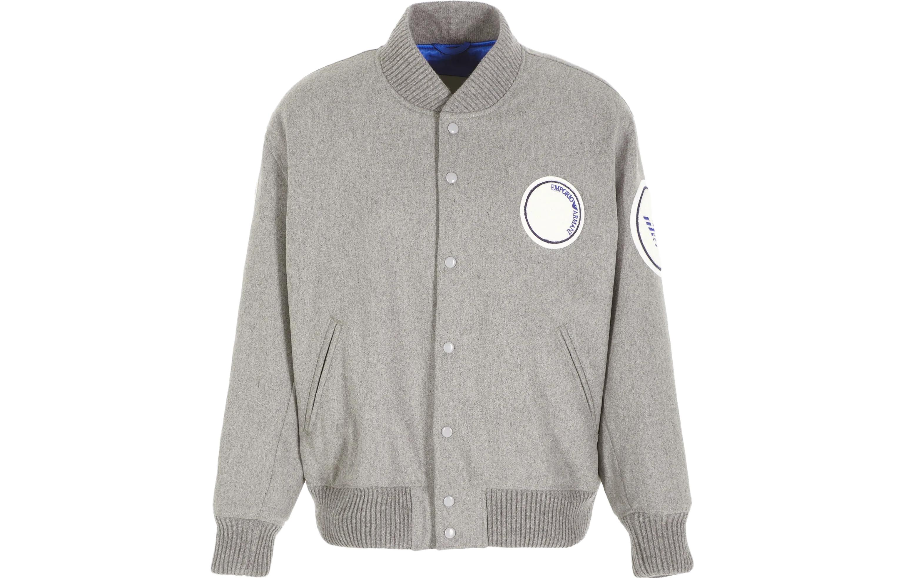 Emporio Armani Logo Patch Single-Breasted Jacket Men’s Grey 6R1B7A-1K16Z-06A8