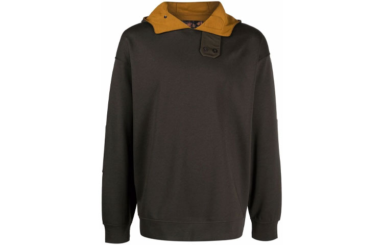 Emporio Armani Logo Patch Solid Color Green Hoodie for Men 6K1MC6-1JWGZ-0518