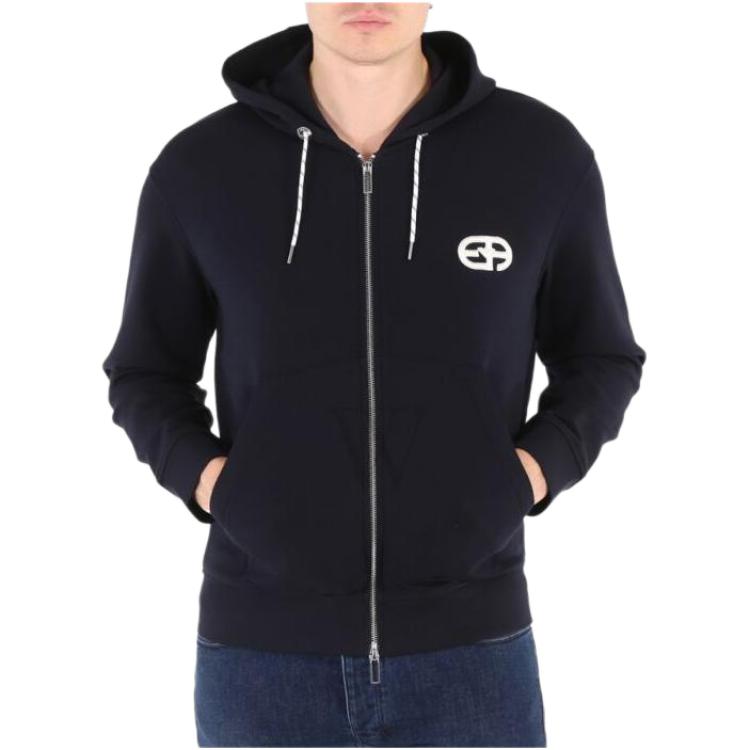 Emporio Armani Logo Patch Zip Hoodie Jacket - Navy Blue 3L1MFT-1JHSZ-0920