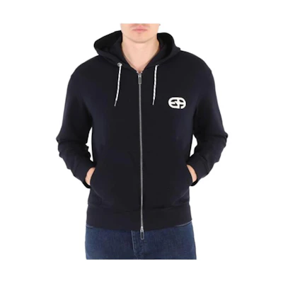 Emporio Armani Logo Patch Zip Hoodie Jacket - Navy Blue 3L1MFT-1JHSZ-0920