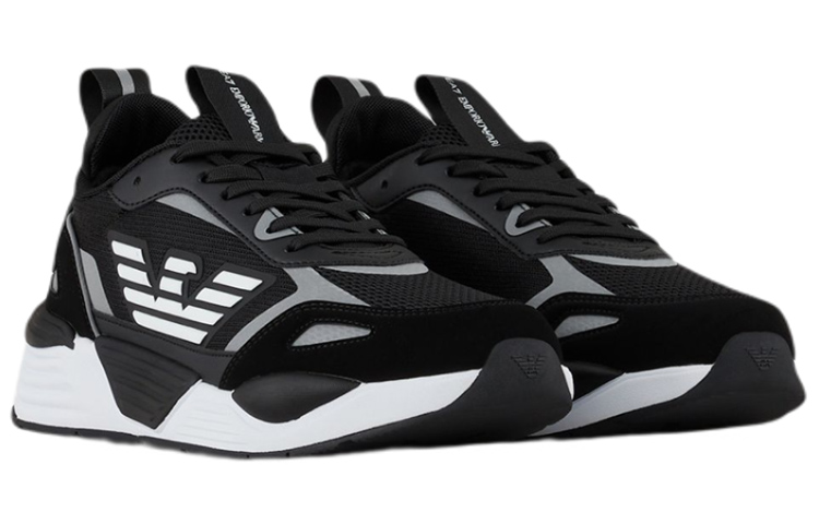 Lookbook Emporio Armani Logo Patchwork Sneakers 'Hitam Putih' X8X070XK165N629