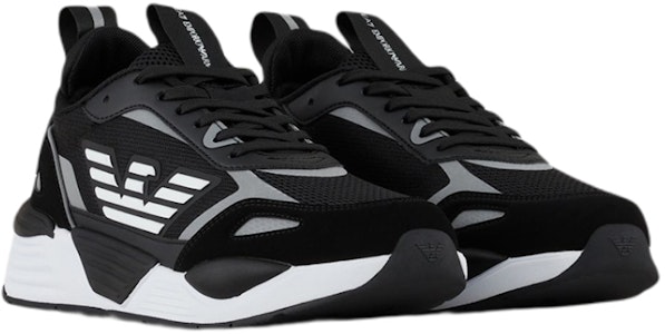 エンポリオアルマーニ ロゴ パッチワーク スニーカー (黒/白) X8X070XK165N629 Lookbook エンポリオアルマーニ ロゴ パッチワーク スニーカー (黒/白) X8X070XK165N629