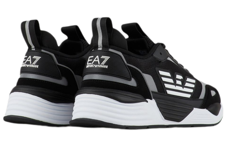 Shop Emporio Armani Logo Patchwork Sneakers 'Hitam Putih' X8X070XK165N629