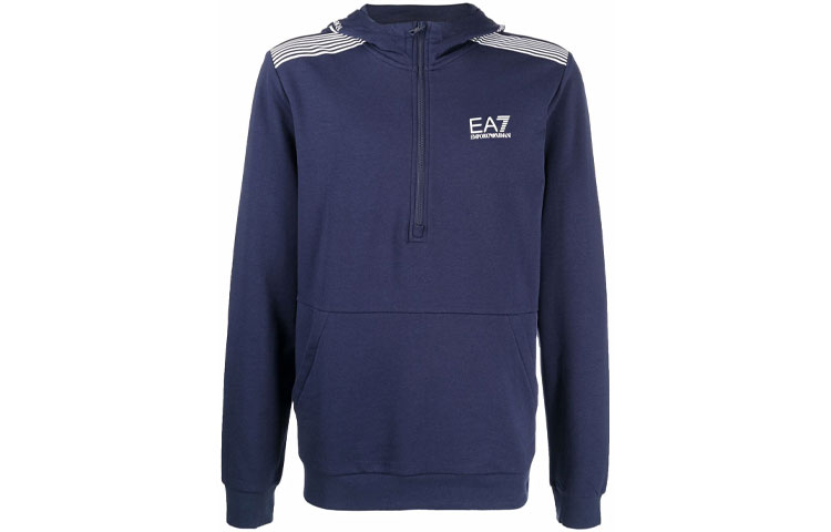 Emporio Armani Logo Print Blue Hoodie Long Sleeve 6KPM56-PJ9FZ-1554