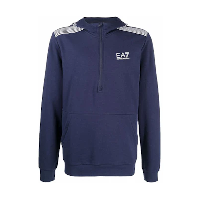 Emporio Armani Logo Print Blue Hoodie Long Sleeve 6KPM56-PJ9FZ-1554