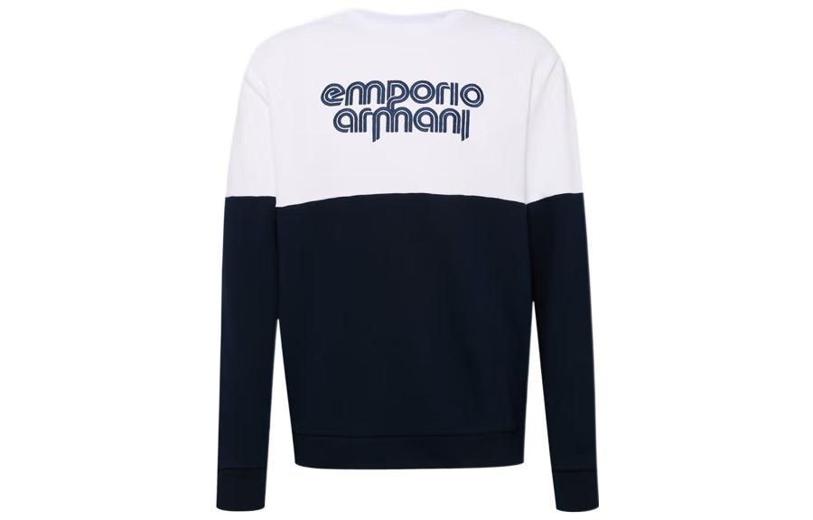 Emporio Armani Logo Print Colorblock Crewneck Sweatshirt Blue/White 3Z1M79-1J35Z-0933