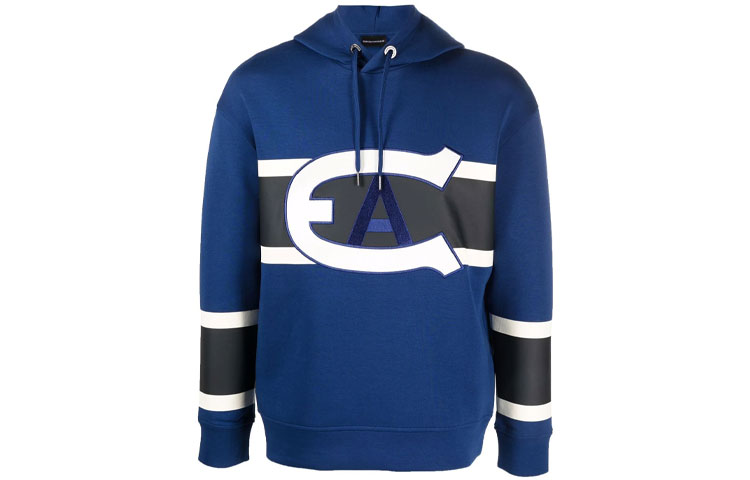 Emporio Armani Logo Print Colorblock Hoodie 6K1MA6-1JHSZ-0938