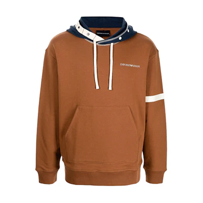 Emporio Armani Logo Print Colorblock Hoodie Khaki () 6K1MB8-1JSCZ-0225