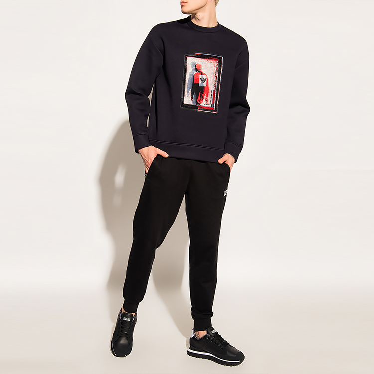 Emporio Armani Logo Print Crewneck Pullover Sweatshirt Black 6K1M96-1JUWZ-0055 圖 4