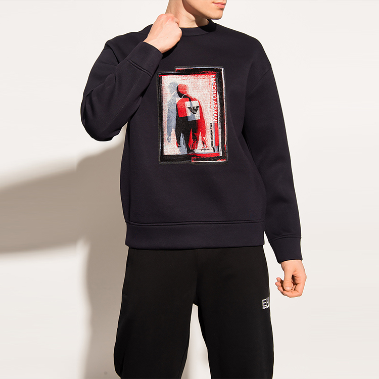 Emporio Armani Logo Print Crewneck Pullover Sweatshirt Black 6K1M96-1JUWZ-0055 圖 5