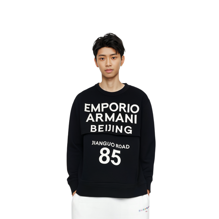 Emporio Armani Logo Print Crewneck Sweatshirt Black 6H1MB4-1JDSZ-0011 圖 4