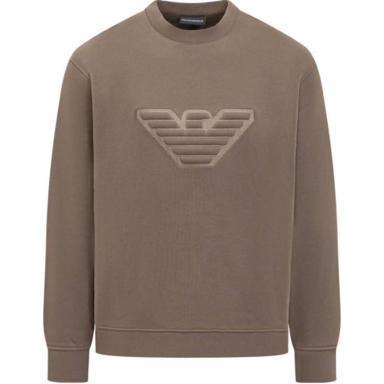 Emporio Armani Logo Print Crewneck Sweatshirt Brown Eagle Design 6R1MG5-1JWPZ-0497