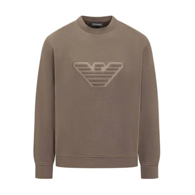 Emporio Armani Logo Print Crewneck Sweatshirt Brown Eagle Design 6R1MG5-1JWPZ-0497