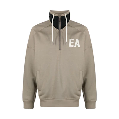 Emporio Armani Logo Print Half-Zip Beige Long Sleeve Sweatshirt Men 6L1MM0-1JQNZ-0137