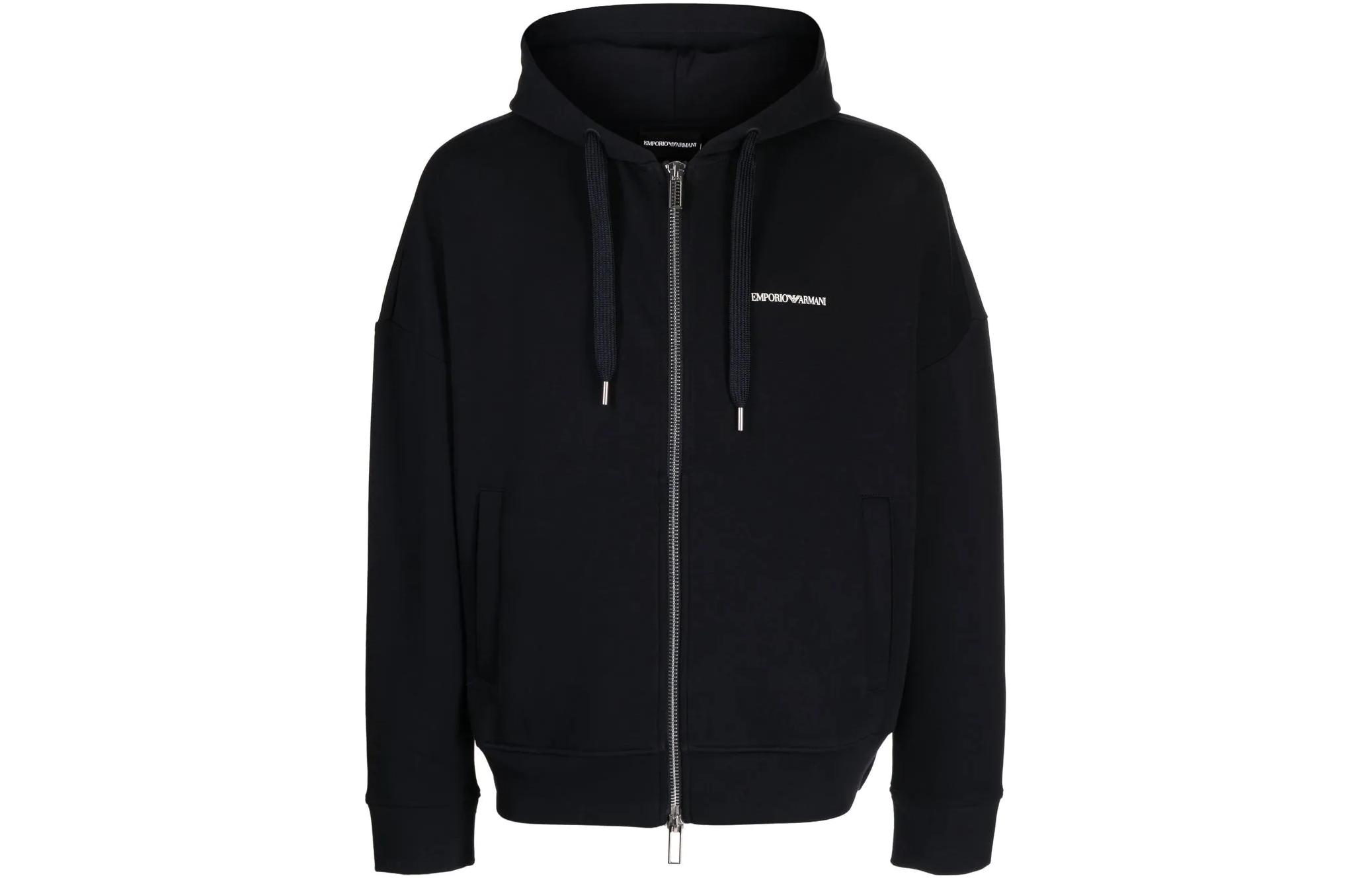 Emporio Armani Logo Print Hooded Jacket Navy Blue 6L1MB4-1JHSZ-0920