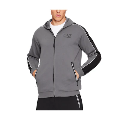 Emporio Armani Logo Print Hooded Zip Jacket Grey 6RPM31-PJ07Z-1977