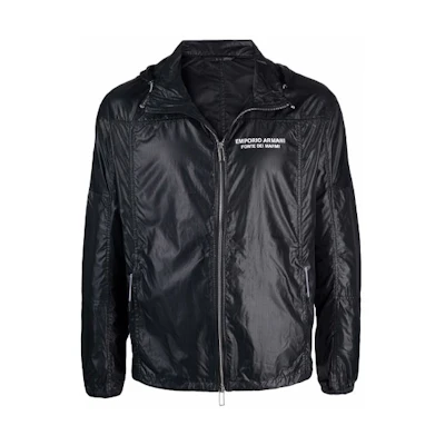 Emporio Armani Logo Print Hoodie Jacket for Men in Black 6K1B64-1NWNZ-0999