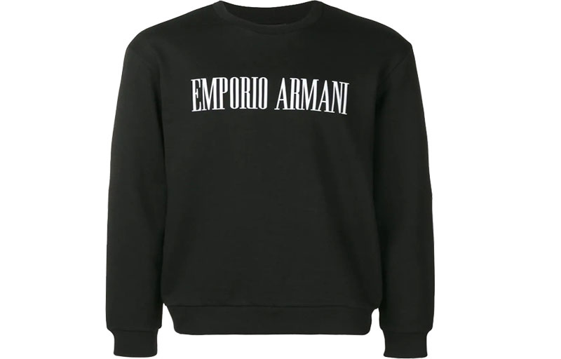 Emporio Armani Logo Print Long-Sleeve Crewneck Sweatshirt Black () 3G1M63J07Z-0999