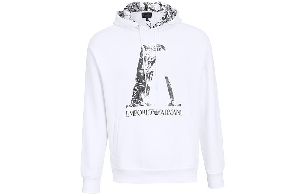 Emporio Armani Logo Print Loose Fit Hoodie Men’s White 3K1M8P-1JM3Z-0100