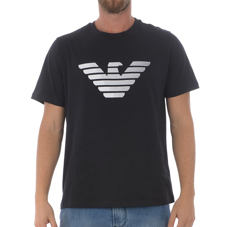 Purchase エンポリオアルマーニ ロゴプリント ネイビーブルー クルーネックTシャツ 3H1TD0-1J30Z-0922