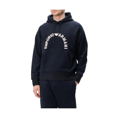 Emporio Armani Logo Print Navy Blue Hoodie 6R1ME9-1JWPZ-09Q9