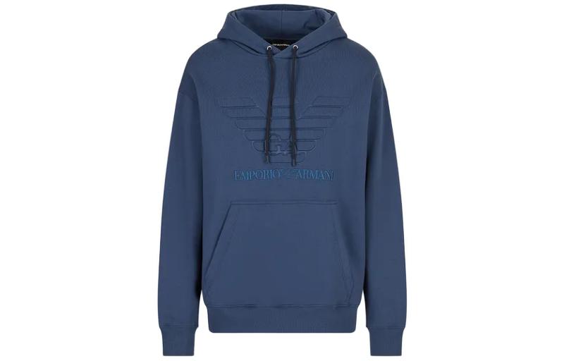 EMPORIO ARMANI Logo Print Navy Blue Hoodie  Long-Sleeve 3R1M7Q-1JWEZ-0922