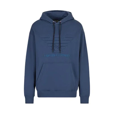 EMPORIO ARMANI Logo Print Navy Blue Hoodie Long-Sleeve 3R1M7Q-1JWEZ-0922