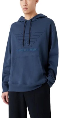 EMPORIO ARMANI Logo Print Navy Blue Hoodie Long-Sleeve 3R1M7Q-1JWEZ-0922 Lookbook EMPORIO ARMANI Logo Print Navy Blue Hoodie Long-Sleeve 3R1M7Q-1JWEZ-0922