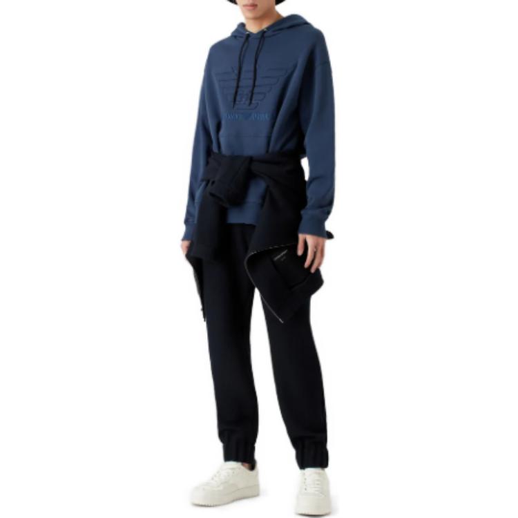 Purchase EMPORIO ARMANI Logo Print Navy Blue Hoodie  Long-Sleeve 3R1M7Q-1JWEZ-0922
