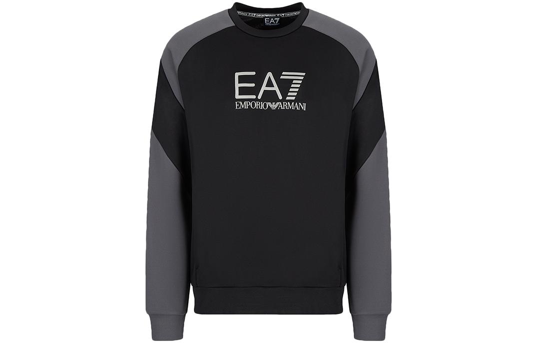 Emporio Armani Logo Print Patchwork Crewneck Sweatshirt Black/Grey 6LPM19-PJ16Z-1200