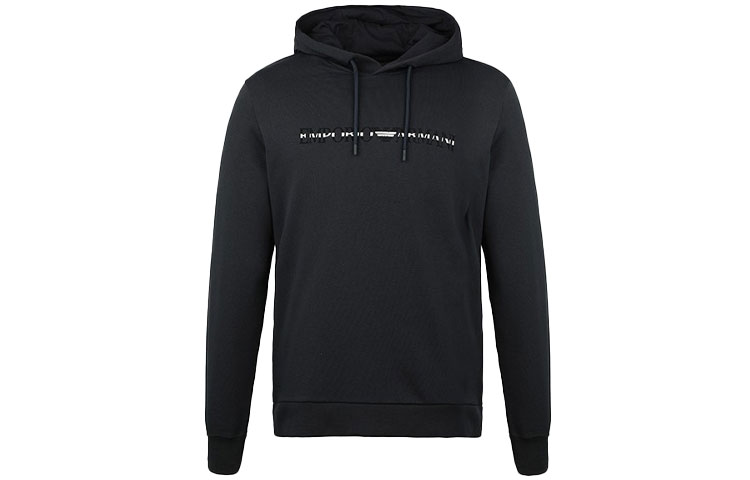 Emporio Armani Logo Print Pullover Hoodie - Black 3H1M87-1J07Z-0922