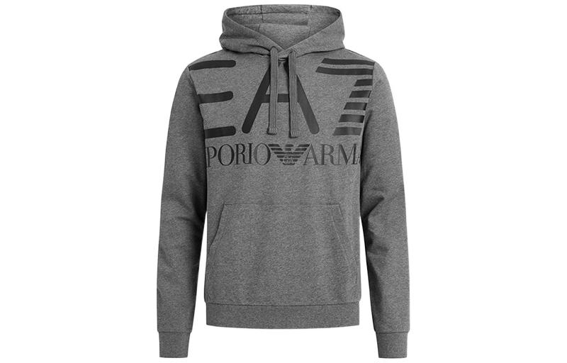Emporio Armani Logo Print Pullover Hoodie Men’s Deep Gray 3GPM16-J05Z-3925
