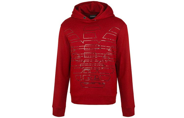 Emporio Armani Logo Print Pullover Hoodie Men’s Maroon 6H1MC4-1JPHZ-0353