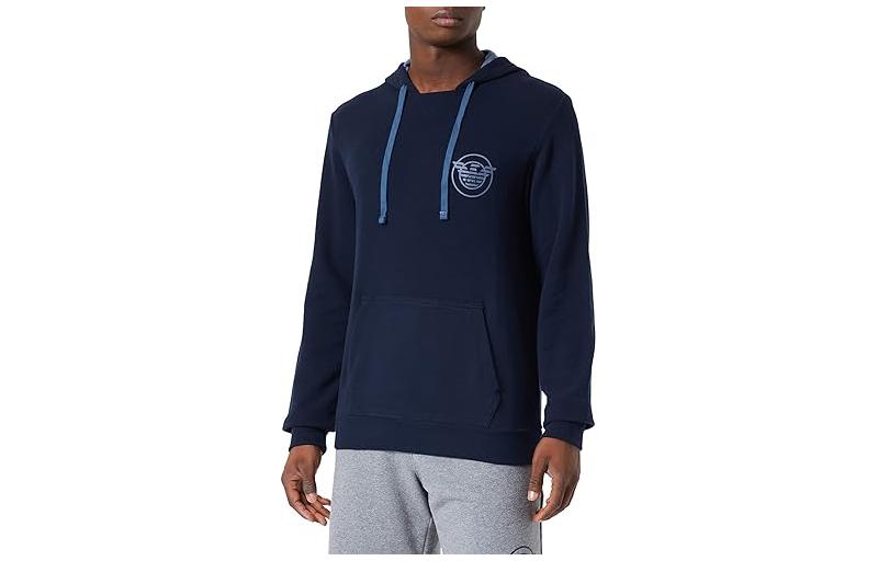 Emporio Armani Logo Print Pullover Hoodie Navy Blue 1117532-F5730-0135