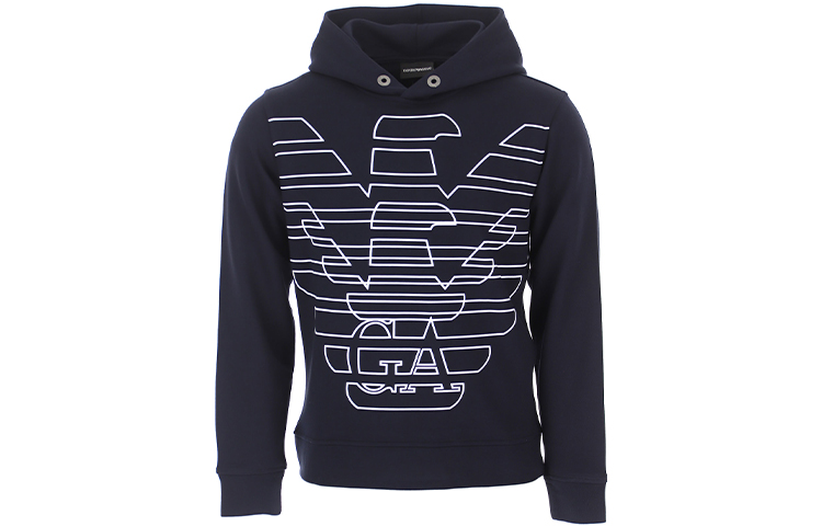 Emporio Armani Logo Print Pullover Hoodie Navy Blue 6H1MC4-1JPHZ-0920