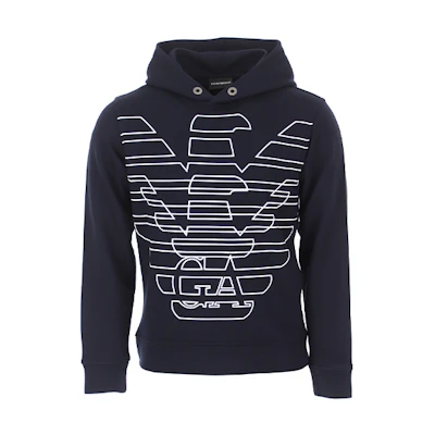 Emporio Armani Logo Print Pullover Hoodie Navy Blue 6H1MC4-1JPHZ-0920