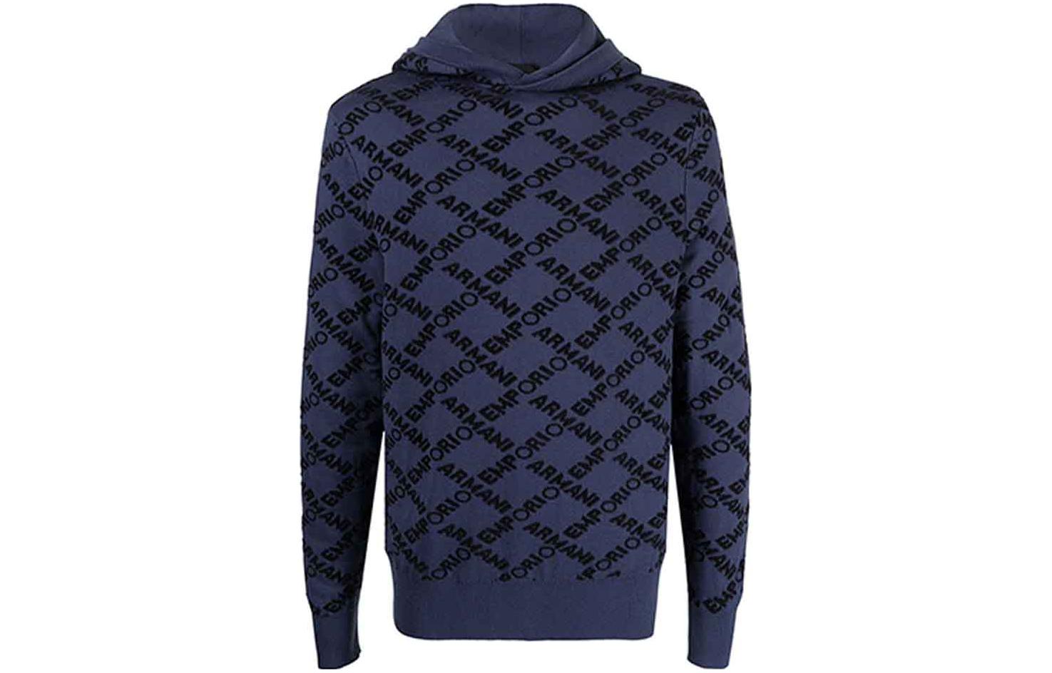 EMPORIO ARMANI Logo Print Pullover Hoodie Purple. 6K1MT9-1MD3Z-0931