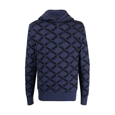 EMPORIO ARMANI Logo Print Pullover Hoodie Purple. 6K1MT9-1MD3Z-0931