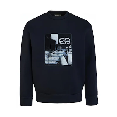 Emporio Armani Logo Print Pullover Sweatshirt - Dark Blue 6K1M96-1JUWZ-09D6