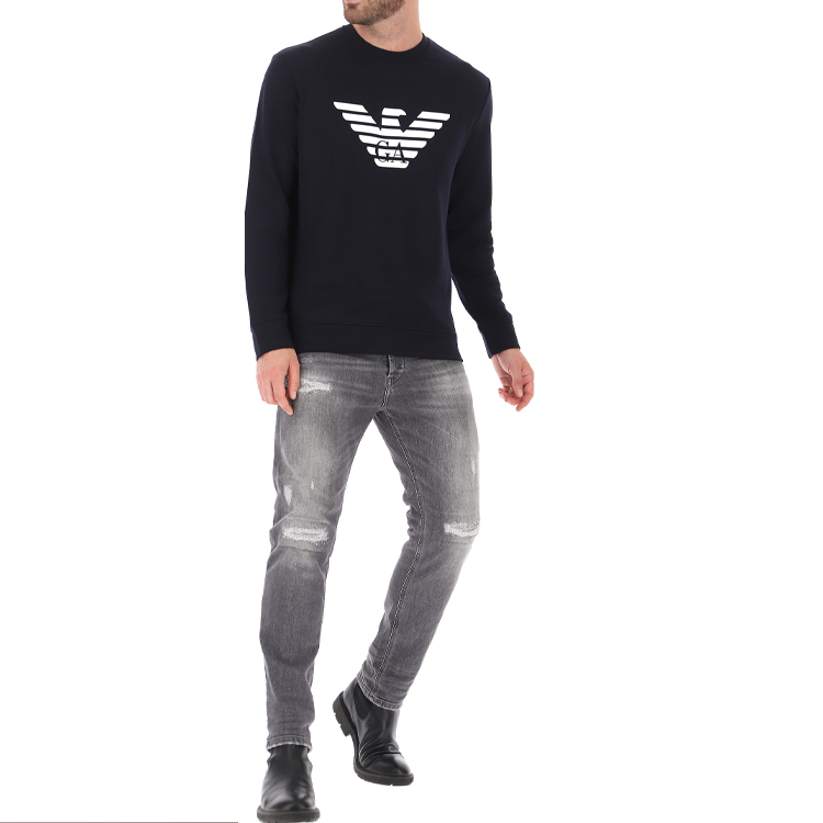 Lookbook エンポリオアルマーニ ロゴプリント プルオーバースウェットシャツ - ダークブルー 8N1MR6-1JRIZ-F904