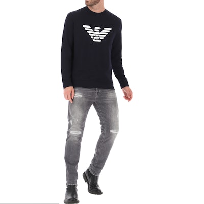 エンポリオアルマーニ ロゴプリント プルオーバースウェットシャツ - ダークブルー 8N1MR6-1JRIZ-F904 Lookbook エンポリオアルマーニ ロゴプリント プルオーバースウェットシャツ - ダークブルー 8N1MR6-1JRIZ-F904