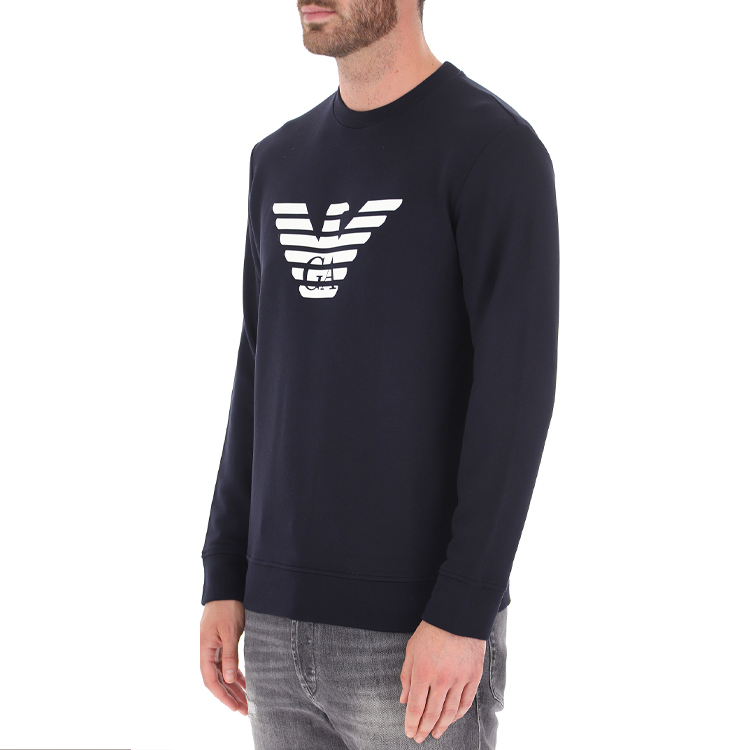 Details for エンポリオアルマーニ ロゴプリント プルオーバースウェットシャツ - ダークブルー 8N1MR6-1JRIZ-F904
