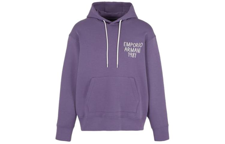 Emporio Armani Logo Print Purple Hoodie Long Sleeve Pull-Over 3D1M72-1JHSZ-108B5
