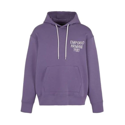 Emporio Armani Logo Print Purple Hoodie Long Sleeve Pull-Over 3D1M72-1JHSZ-108B5