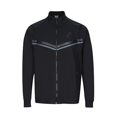 Emporio Armani Logo Print Striped Zip-Up Sweatshirt Black 3KPM70-PJ2UZ-1200