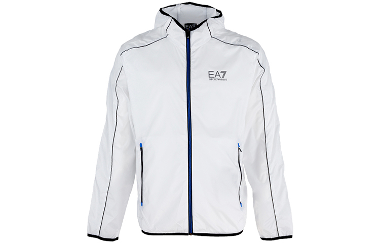 Emporio Armani Logo Print White Hoodie Jacket for Men 3LPB22-PN1GZ-1100