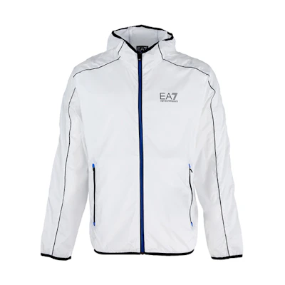 Emporio Armani Logo Print White Hoodie Jacket for Men 3LPB22-PN1GZ-1100